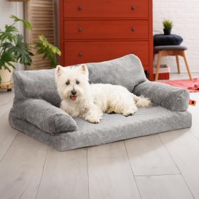 MEWOOFUN Orthopedic Dog Bed For Medium Dogs - Waterproof Pet Sofa With Supportive Foam, 35.4x25.6x11.8 Inch Washable Cover & Non-Slip Bottom, Gre